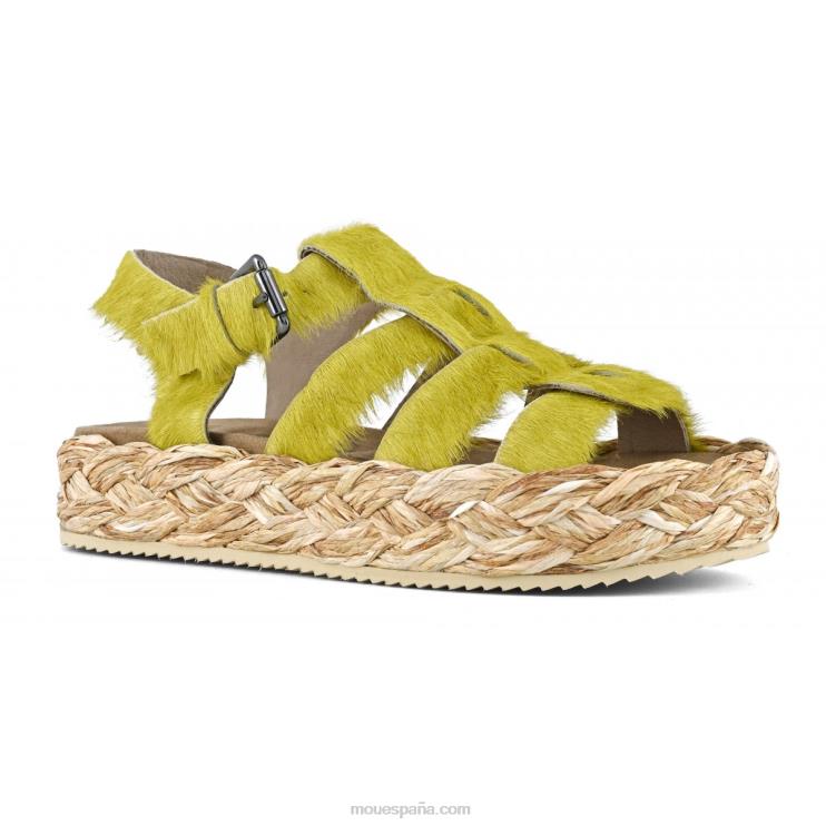 mujer sandalia trenza rafia Mou NN6RX126 poni de pelo largo lima