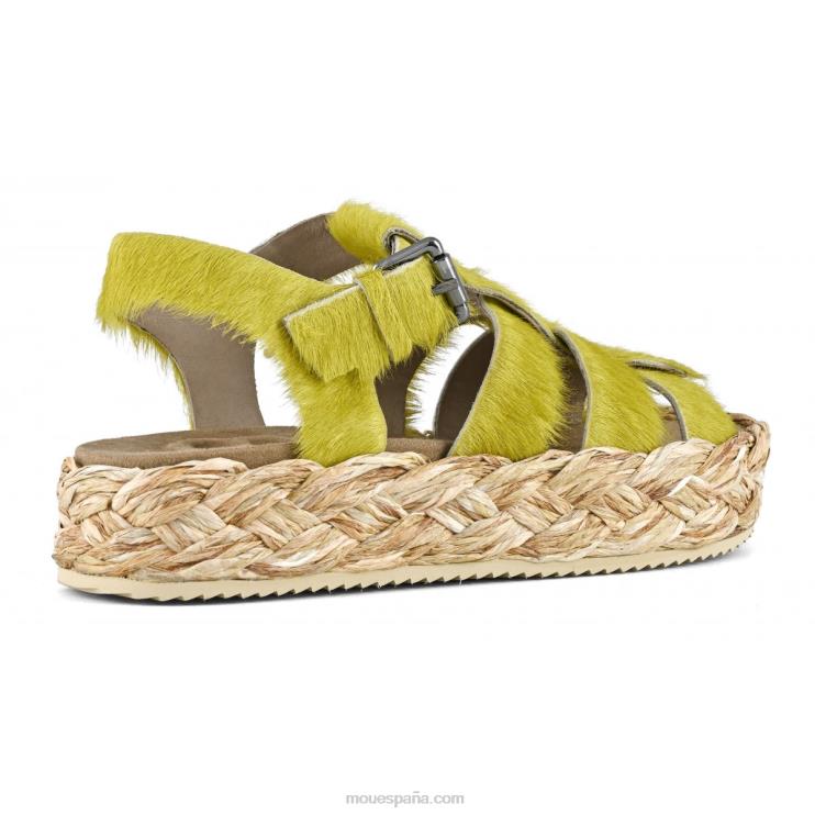 mujer sandalia trenza rafia Mou NN6RX126 poni de pelo largo lima