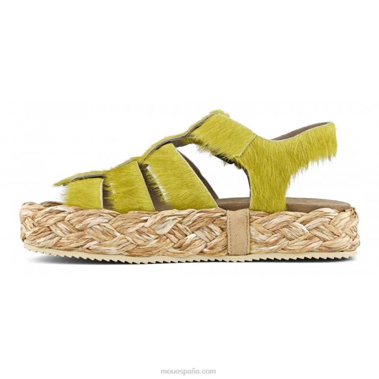 mujer sandalia trenza rafia Mou NN6RX126 poni de pelo largo lima