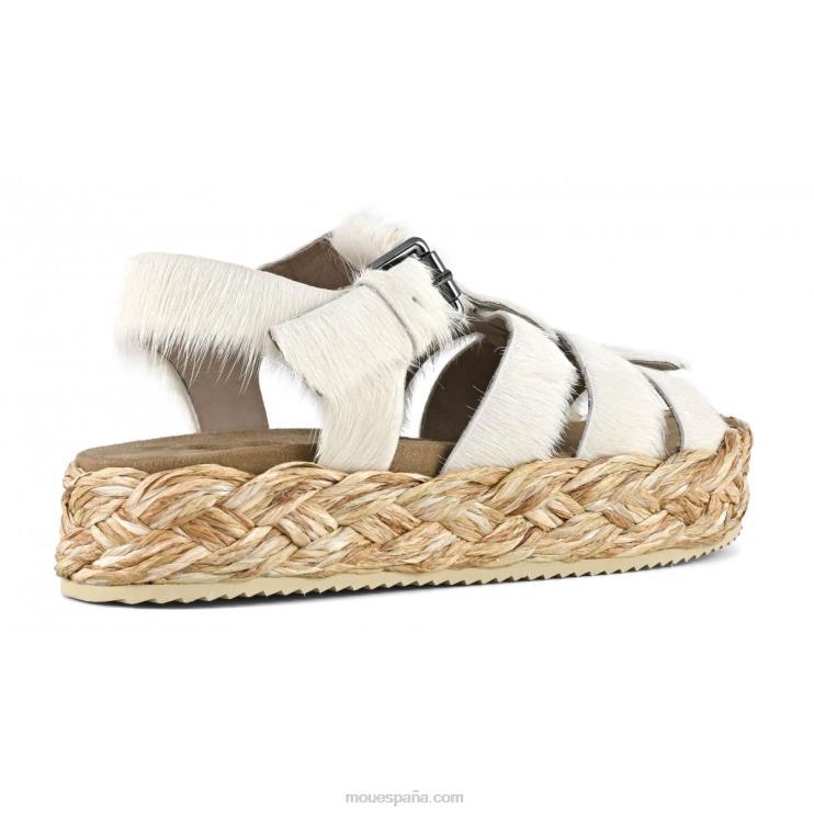 mujer sandalia trenza rafia Mou NN6RX127 tiza de pony de pelo largo