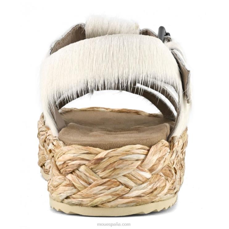 mujer sandalia trenza rafia Mou NN6RX127 tiza de pony de pelo largo