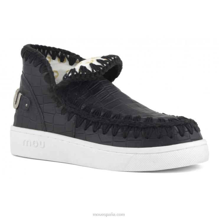 mujer zapatilla de deporte de cuero italiano esquimal de verano Mou NN6RX59 coco negro
