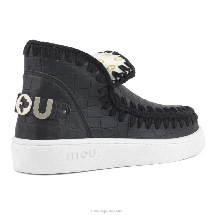 mujer zapatilla de deporte de cuero italiano esquimal de verano Mou NN6RX59 coco negro