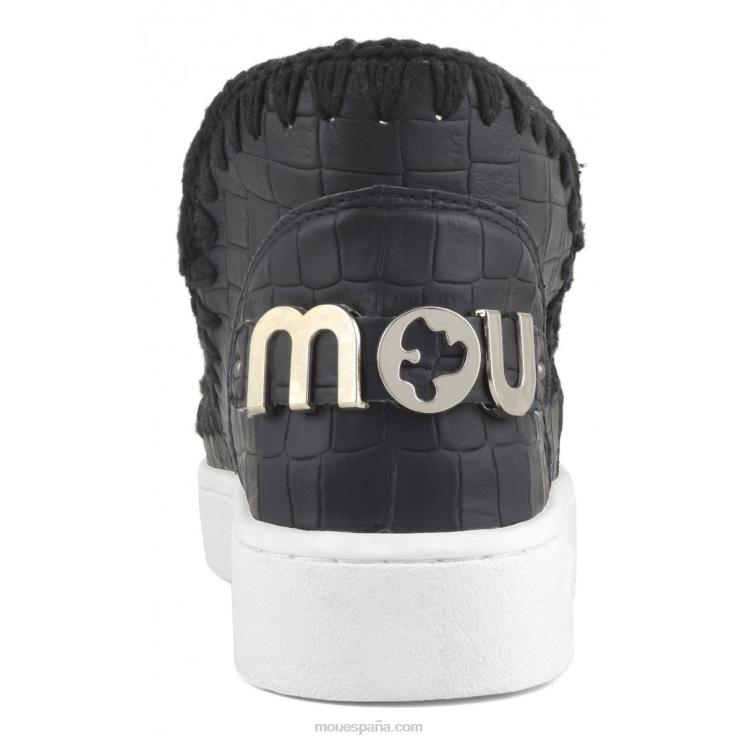mujer zapatilla de deporte de cuero italiano esquimal de verano Mou NN6RX59 coco negro