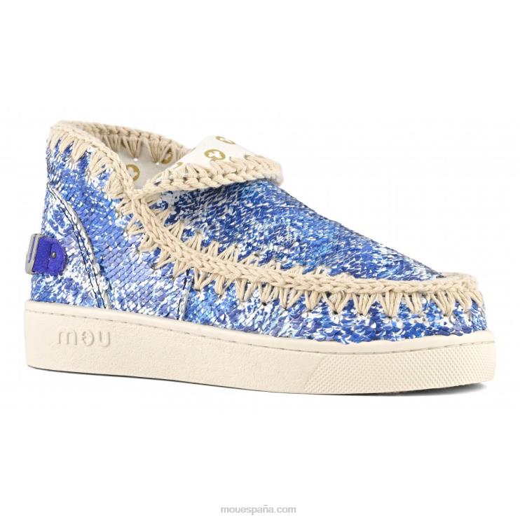 mujer zapatilla de lentejuelas estampadas esquimales de verano Mou NN6RX45 mezcla azul