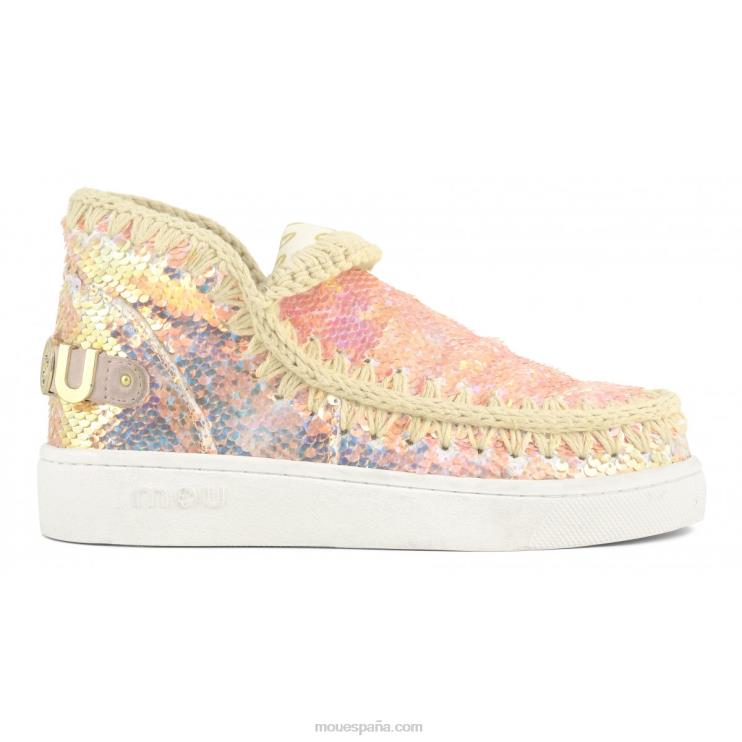 mujer zapatilla eskimo de lentejuelas de verano Mou NN6RX46 lentejuelas iridiscentes beige