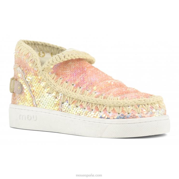 mujer zapatilla eskimo de lentejuelas de verano Mou NN6RX46 lentejuelas iridiscentes beige