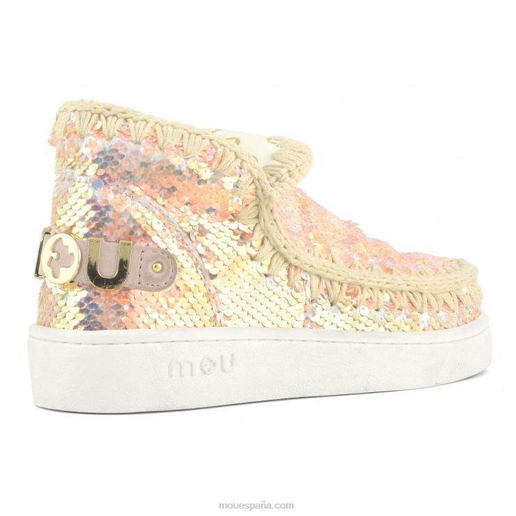 mujer zapatilla eskimo de lentejuelas de verano Mou NN6RX46 lentejuelas iridiscentes beige