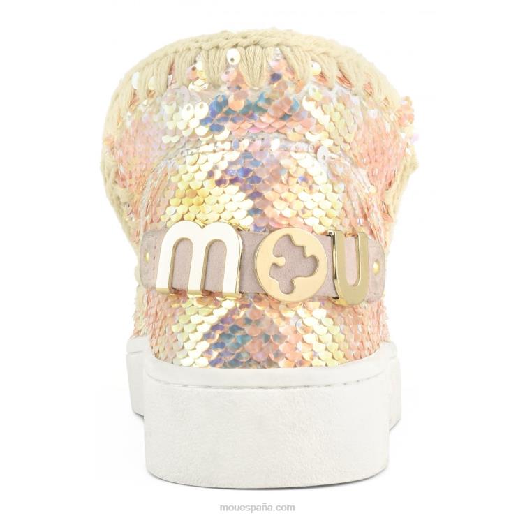 mujer zapatilla eskimo de lentejuelas de verano Mou NN6RX46 lentejuelas iridiscentes beige