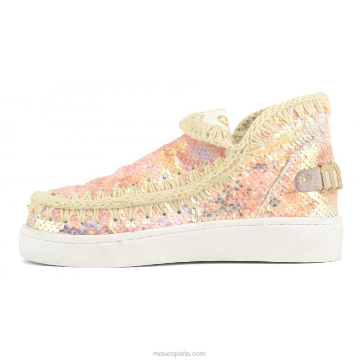 mujer zapatilla eskimo de lentejuelas de verano Mou NN6RX46 lentejuelas iridiscentes beige