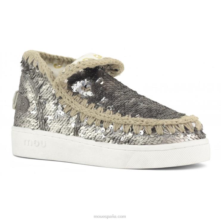 mujer zapatilla eskimo de lentejuelas de verano Mou NN6RX47 lentejuelas bronce