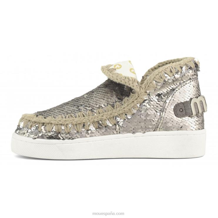 mujer zapatilla eskimo de lentejuelas de verano Mou NN6RX47 lentejuelas bronce