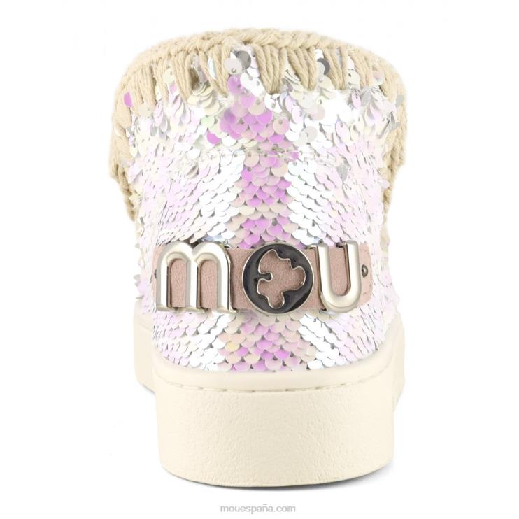 mujer zapatilla eskimo de lentejuelas de verano Mou NN6RX50 rosa iridiscente