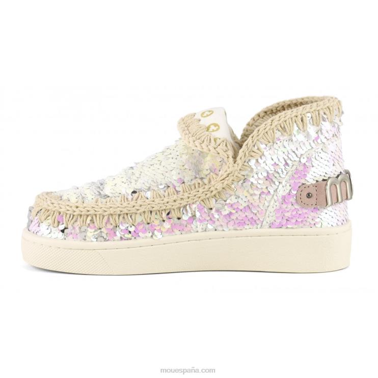 mujer zapatilla eskimo de lentejuelas de verano Mou NN6RX50 rosa iridiscente