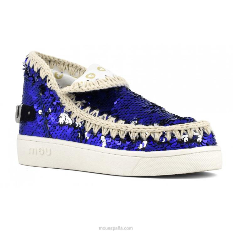 mujer zapatilla eskimo de lentejuelas de verano Mou NN6RX52 vaqueros con lentejuelas - logo níquel