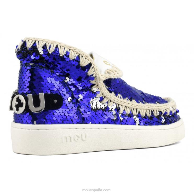 mujer zapatilla eskimo de lentejuelas de verano Mou NN6RX52 vaqueros con lentejuelas - logo níquel