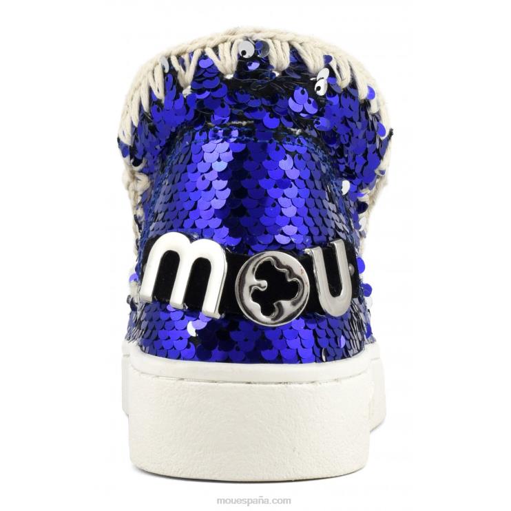 mujer zapatilla eskimo de lentejuelas de verano Mou NN6RX52 vaqueros con lentejuelas - logo níquel