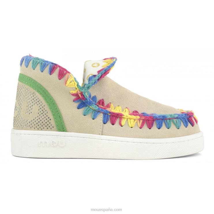 mujer zapatilla eskimo de verano con costuras de colores mezclados Mou NN6RX41 tiza