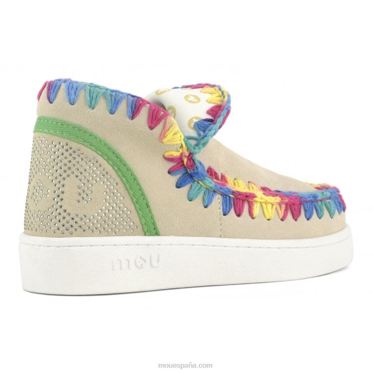 mujer zapatilla eskimo de verano con costuras de colores mezclados Mou NN6RX41 tiza