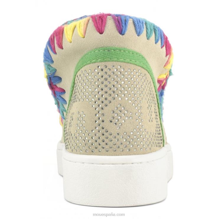 mujer zapatilla eskimo de verano con costuras de colores mezclados Mou NN6RX41 tiza