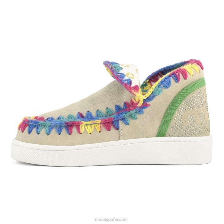 mujer zapatilla eskimo de verano con costuras de colores mezclados Mou NN6RX41 tiza