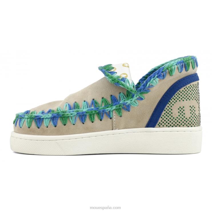 mujer zapatilla eskimo de verano con costuras de colores mezclados Mou NN6RX43 tiza