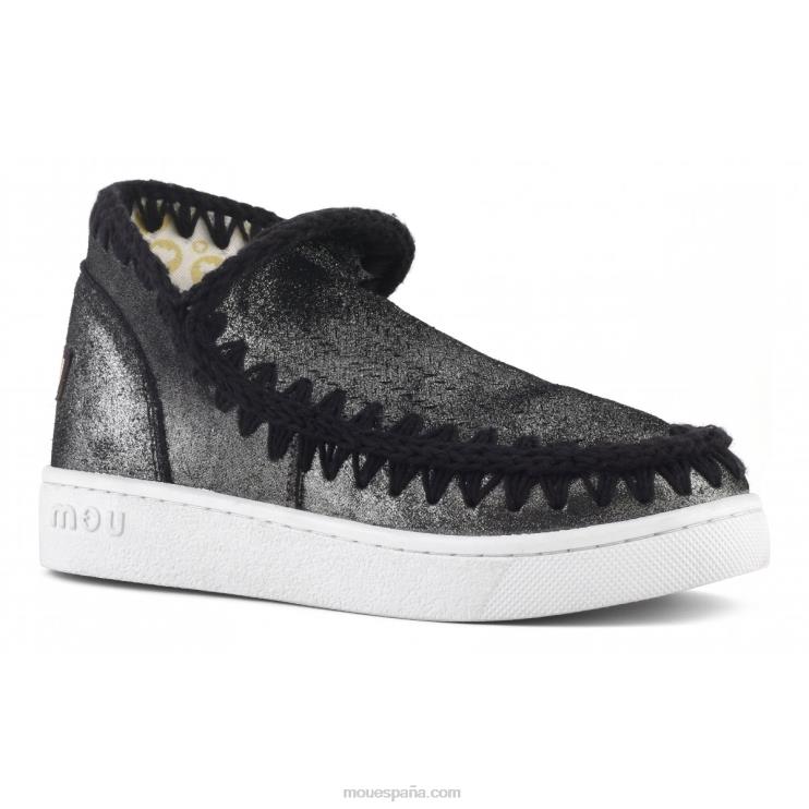 mujer zapatilla eskimo de verano con micropurpurina Mou NN6RX10 negro micropurpurina
