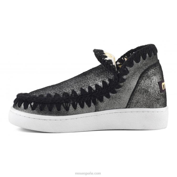 mujer zapatilla eskimo de verano con micropurpurina Mou NN6RX10 negro micropurpurina