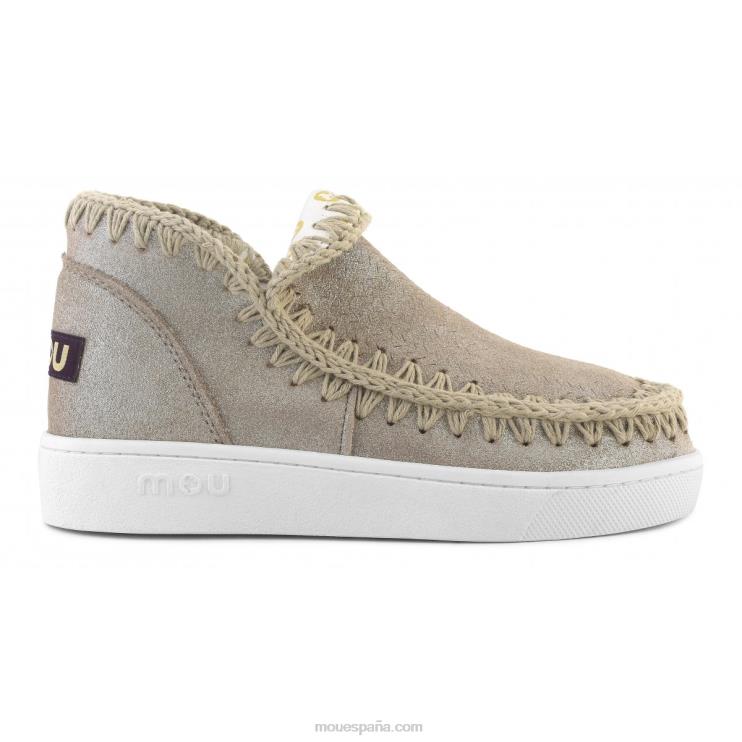 mujer zapatilla eskimo de verano con micropurpurina Mou NN6RX11 gris elefante con micropurpurina
