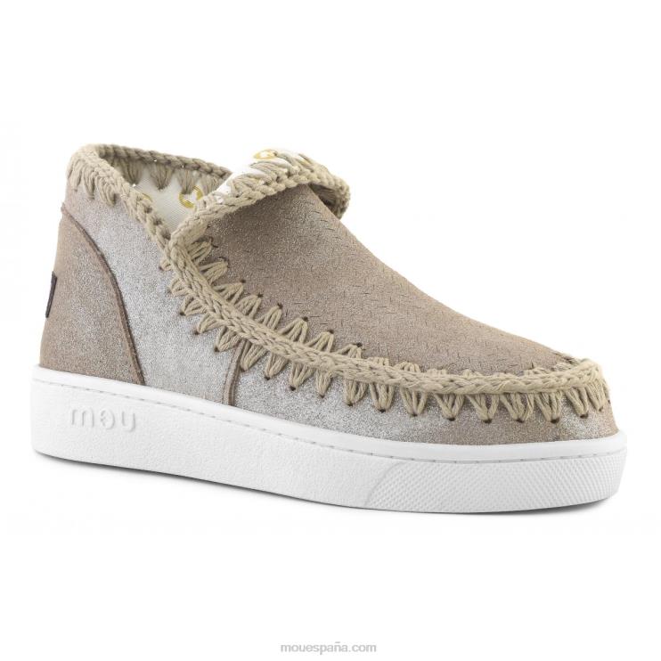 mujer zapatilla eskimo de verano con micropurpurina Mou NN6RX11 gris elefante con micropurpurina