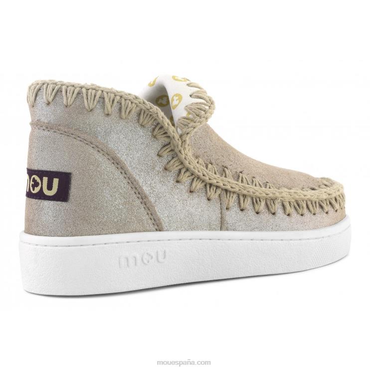 mujer zapatilla eskimo de verano con micropurpurina Mou NN6RX11 gris elefante con micropurpurina