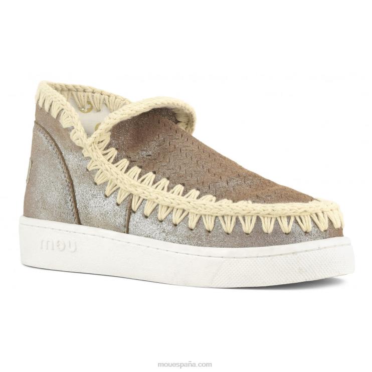 mujer zapatilla eskimo de verano con micropurpurina Mou NN6RX12 marrón rosado con micropurpurina
