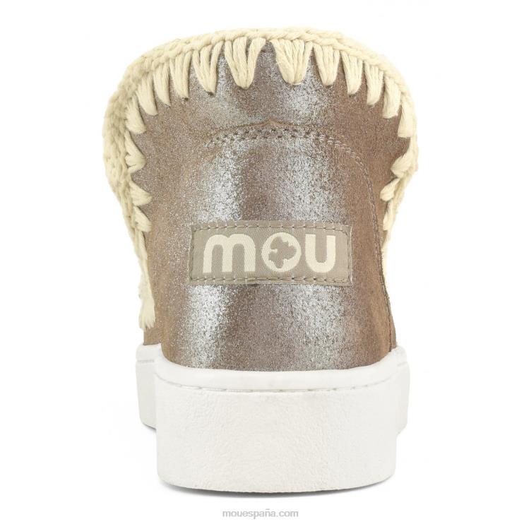 mujer zapatilla eskimo de verano con micropurpurina Mou NN6RX12 marrón rosado con micropurpurina