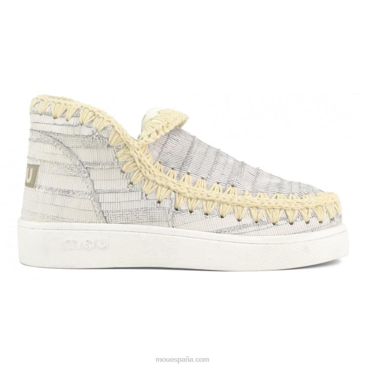 mujer zapatilla esquimal de verano de piel Mou NN6RX16 cuero con cortes blanco