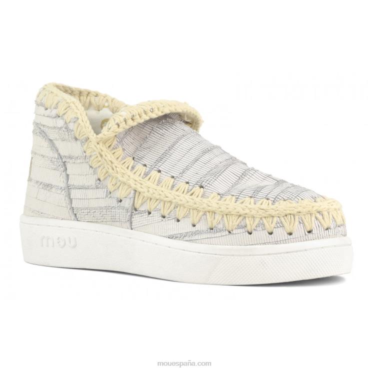 mujer zapatilla esquimal de verano de piel Mou NN6RX16 cuero con cortes blanco