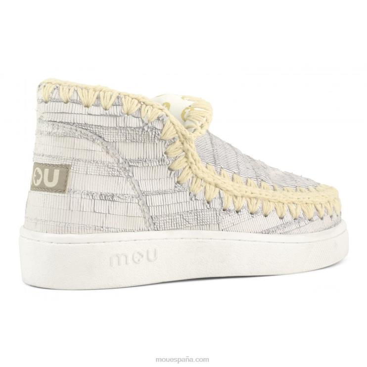 mujer zapatilla esquimal de verano de piel Mou NN6RX16 cuero con cortes blanco
