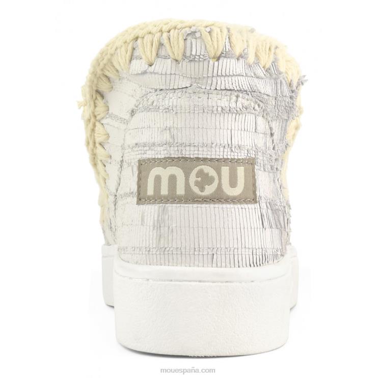 mujer zapatilla esquimal de verano de piel Mou NN6RX16 cuero con cortes blanco