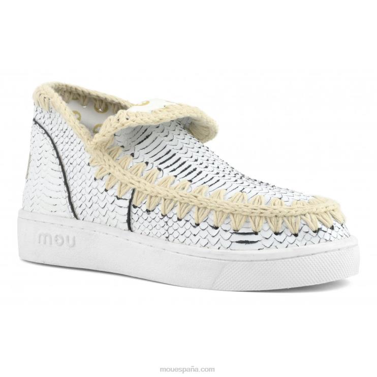 mujer zapatilla esquimal de verano de piel Mou NN6RX18 blanco