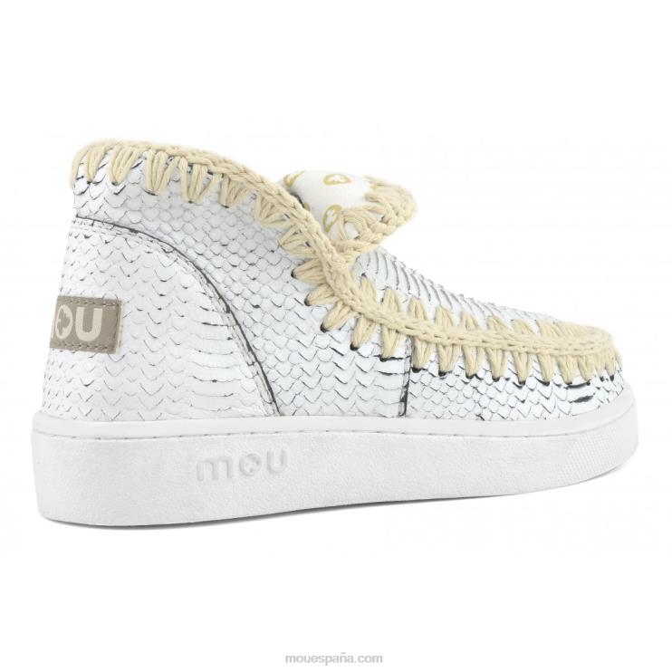 mujer zapatilla esquimal de verano de piel Mou NN6RX18 blanco