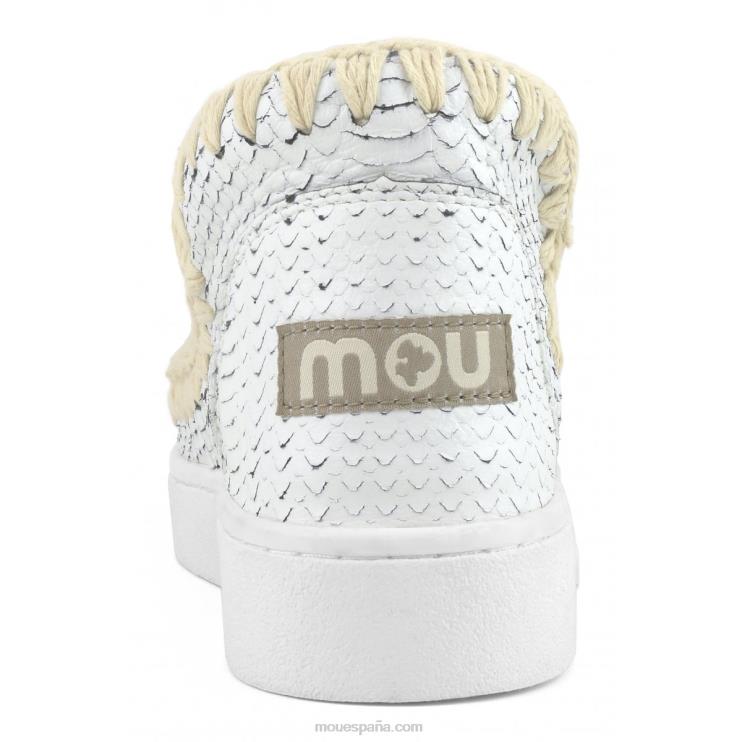 mujer zapatilla esquimal de verano de piel Mou NN6RX18 blanco