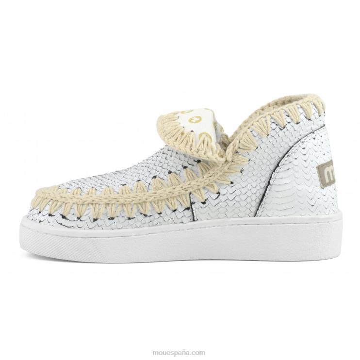 mujer zapatilla esquimal de verano de piel Mou NN6RX18 blanco
