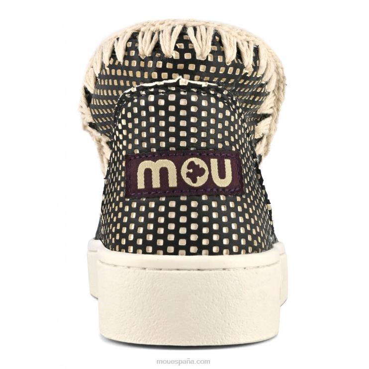 mujer zapatilla esquimal de verano de piel Mou NN6RX19 blanco negro