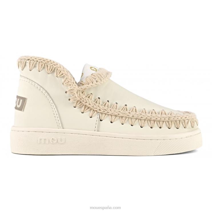 mujer zapatilla esquimal de verano de piel Mou NN6RX21 blanco