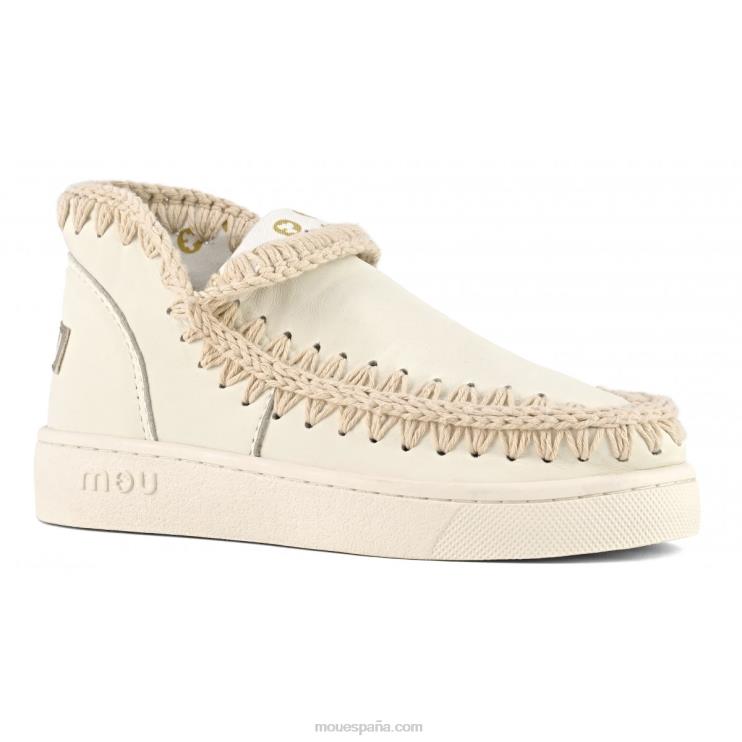 mujer zapatilla esquimal de verano de piel Mou NN6RX21 blanco