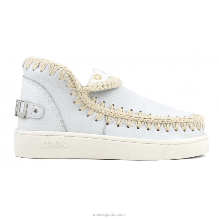 mujer zapatilla esquimal de verano de piel Mou NN6RX54 lagarto blanco