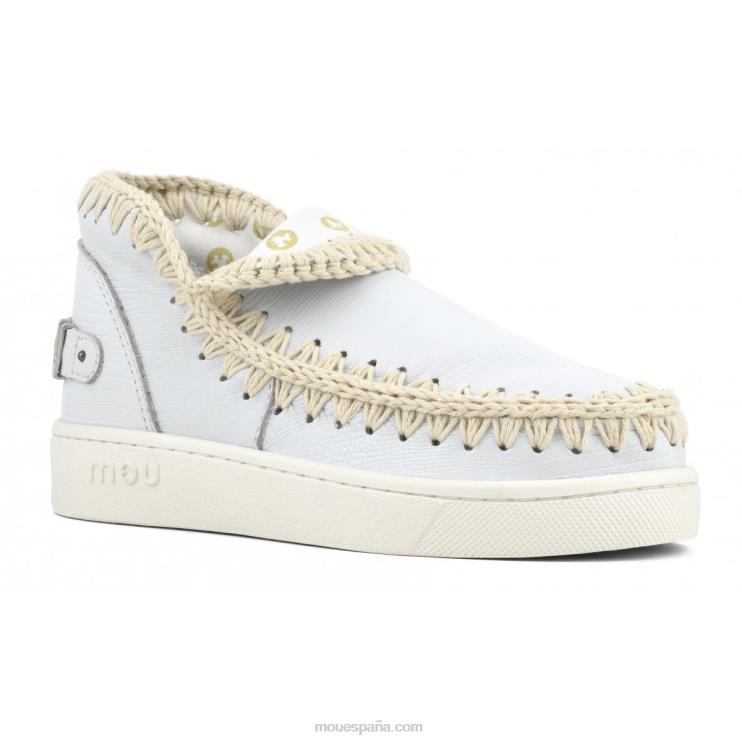 mujer zapatilla esquimal de verano de piel Mou NN6RX54 lagarto blanco