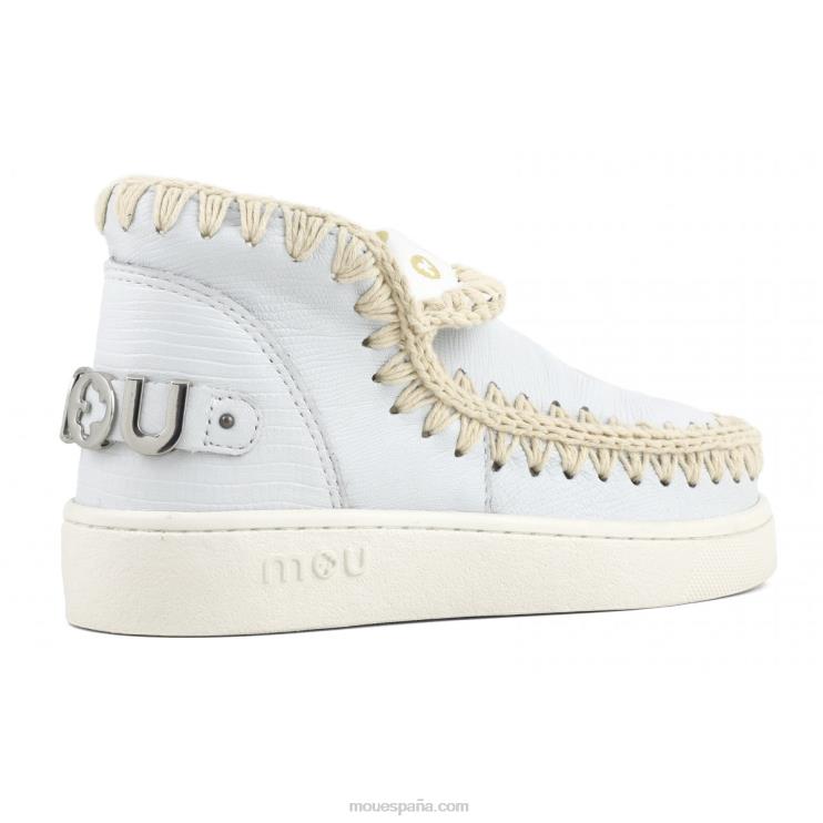 mujer zapatilla esquimal de verano de piel Mou NN6RX54 lagarto blanco