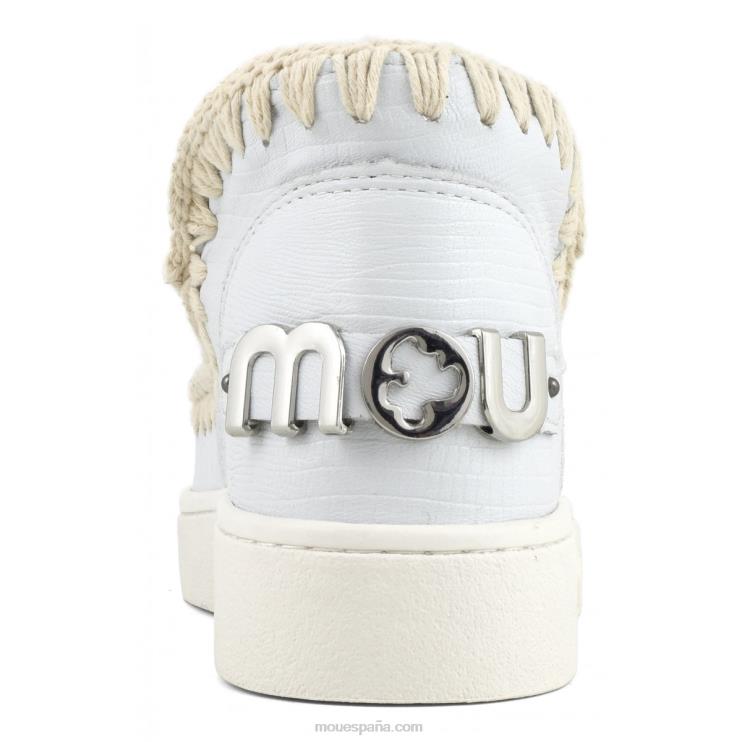 mujer zapatilla esquimal de verano de piel Mou NN6RX54 lagarto blanco