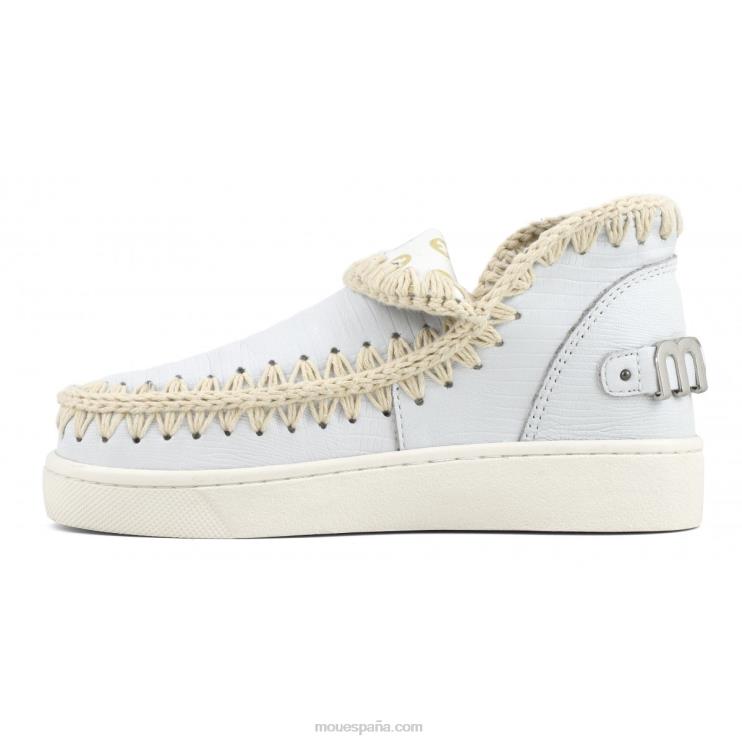 mujer zapatilla esquimal de verano de piel Mou NN6RX54 lagarto blanco