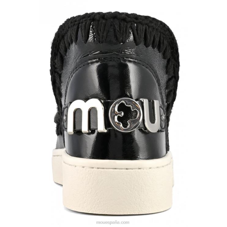 mujer zapatilla esquimal de verano de piel Mou NN6RX56 charol negro